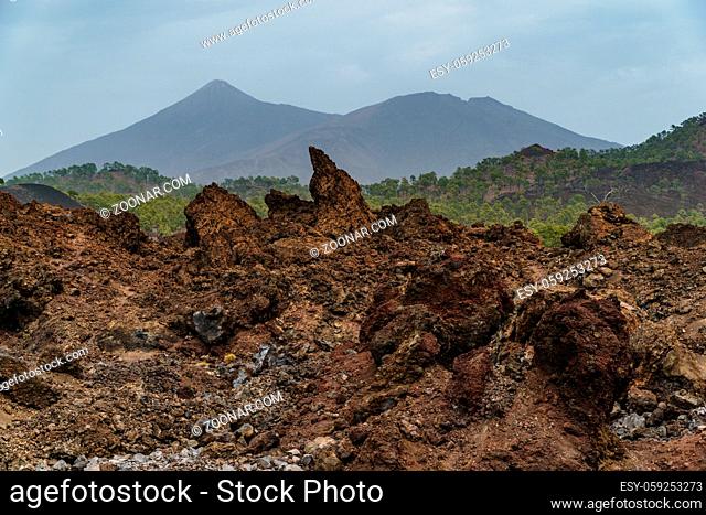 Teide National Park on Tenerife island in Spain with stunning views over lava fields