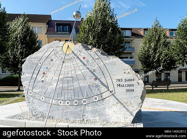 mecklenburg-western pomerania, malchin, old town, sundial system