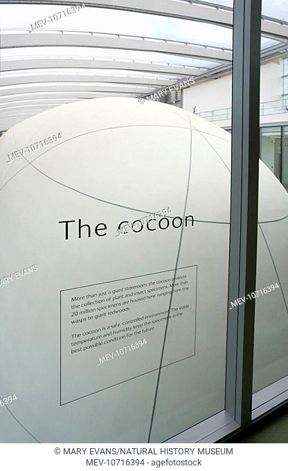 Photograph of the cocoon structure in the Darwin Centre, a state-of-the-art scientific research and collections facility at the Natural History Museum