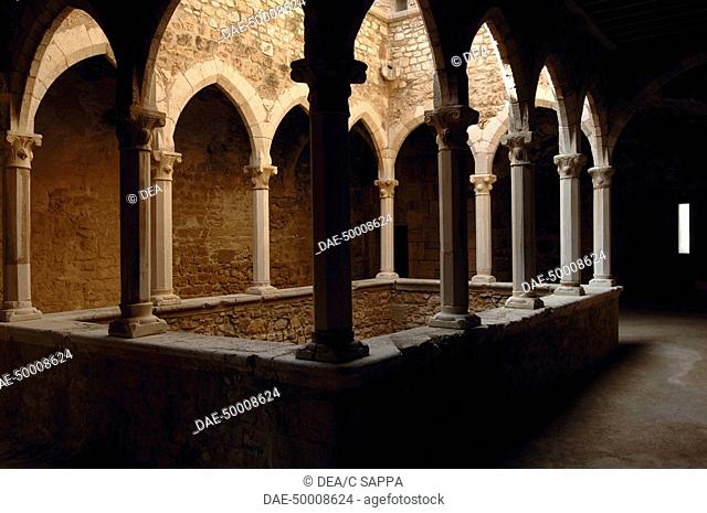 France - Provence-Alpes-Côte d'Azur Region - Iles des Lérins - Saint-Honorat. The abbey (19th century), Romanesque cloister (11th-12th century)