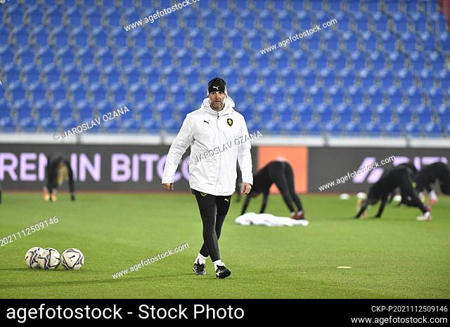 Coach of The Czech Republic women's national football team Karel Rada in action during the training session prior to the World Cup qualification 2023 Group C...