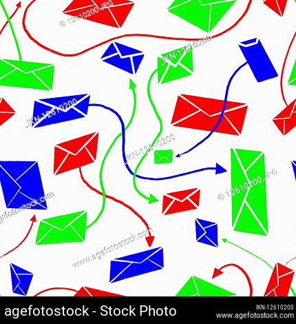 Pattern of arrows connecting envelopes
