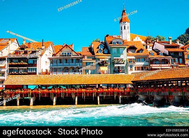 Thun village and Aare river in Switzerland