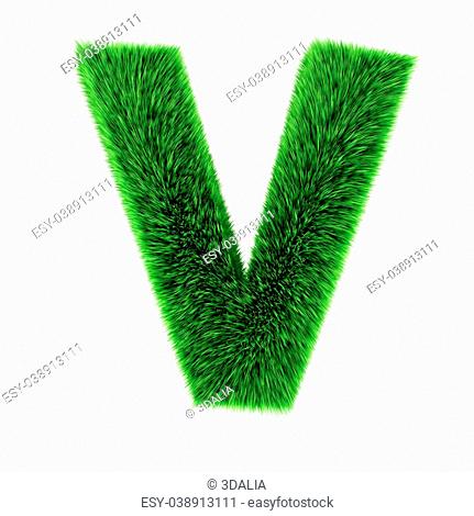 3d render of a letter V made of grass