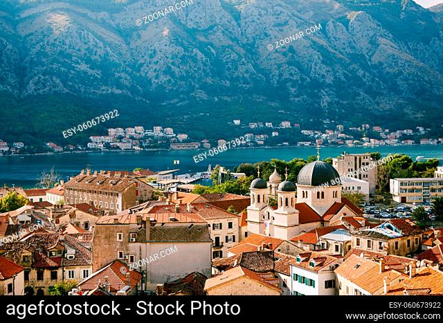 Panoramic view of old town Kotor, Montenegro, at summer time, tourism concept
