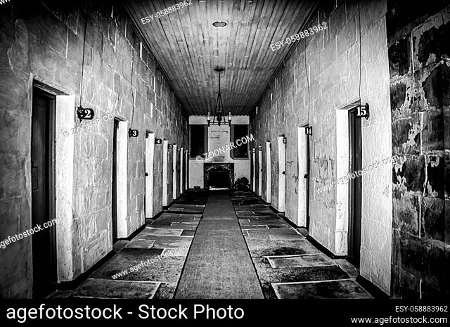 Port Arthur, Tasmania, Australia on June 8, 2013: View on cell block in historic Port Arthur penal colony prison