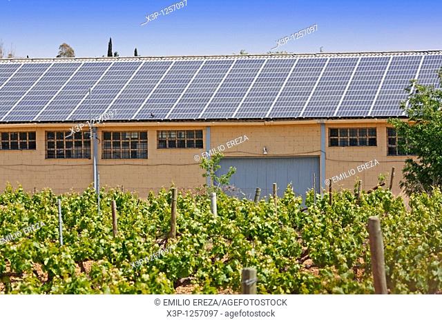 Solar cells on roof  Rural house  Reus Tarragona, Catalonia, Spain