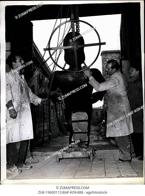 1968 - One Ton Bronze statue of Christ leaves London foundry - for Leicestershire.: A One ton statue of Christ the Mediator - is now in process of removal from...