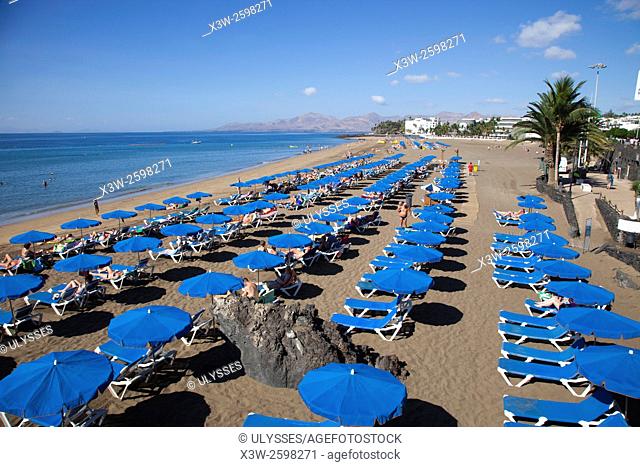 Playa Grande, Playa del Carmen town, Lanzarote island, Canary archipelago, Spain, Europe
