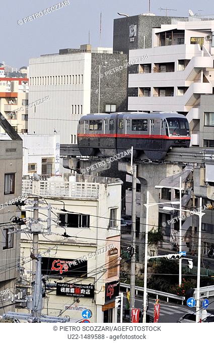 Naha (Japan): view of the city in the Miebashi neighborhood, by the monorail track