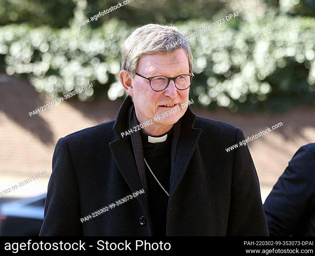 02 March 2022, North Rhine-Westphalia, Cologne: Cardinal Rainer Maria Woelki leaves the Archbishop's House for an Ash Wednesday event