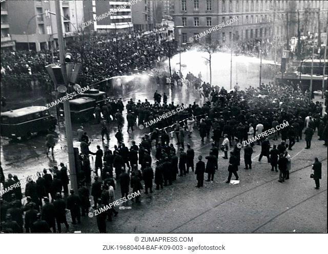 Apr. 04, 1968 - After the attempt to kill Rudi Dutschke-riots in Berlin: Friday afternoon more than 20, 000 policeman were needed to control violent student...