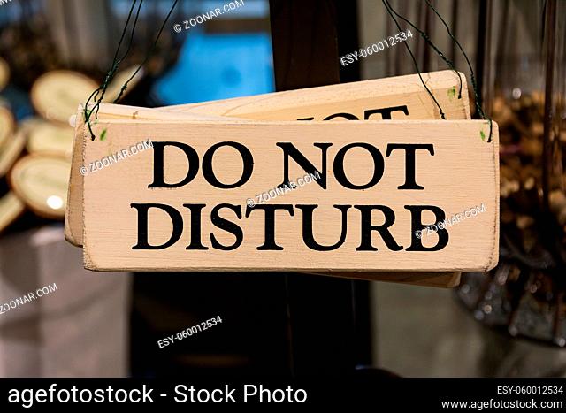 Wooden Do Not Disturb Sign Black Text Printed Decoration Hanging Door Warning
