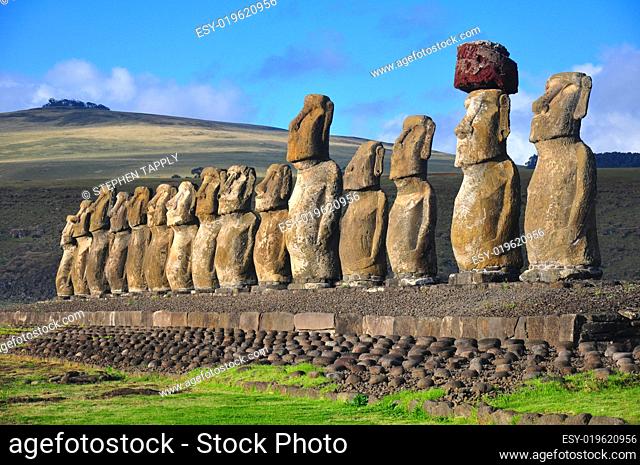 Fifteen moai at Tongariki, Easter Island