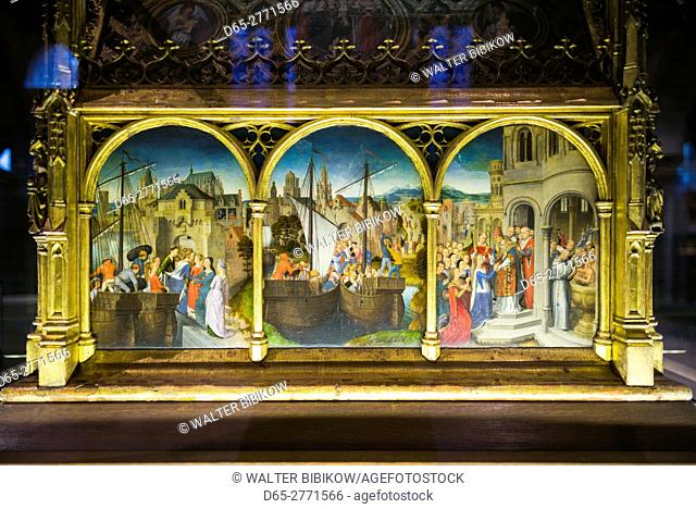 Belgium, Bruges, St-Janshospital Museum, Shrine of St-Ursula, reliquary, painted by Hans Memling, 1489