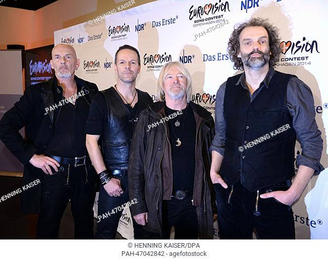 The band Santiano poses during a press conference on ""Our Song for Denmark"" (Unser Song für Daenemark), the German preliminary for the European Song Contest...