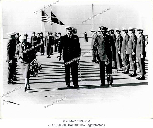Aug. 08, 1960 - Even Royalty have to 'Toe-The-Line'.: On the recent visit to Greenland of the King and Queen of Denmark and their daughter Princess Margarethe -...