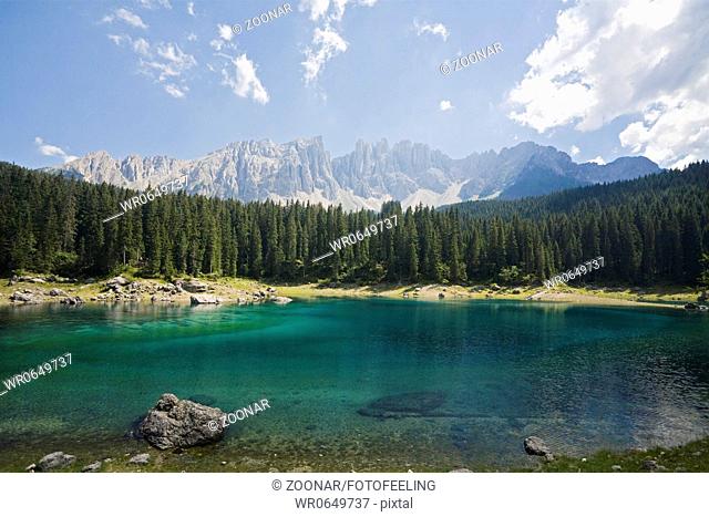 Karersee Lago di Carezza, Suedtirol, Italien, Karersee, South Tyrol, Italy