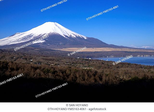 Lake Yamanakako and Mt. Fuji viewed from Panorama Observatory, Yamanakako-mura, Yamanashi Prefecture, Japan