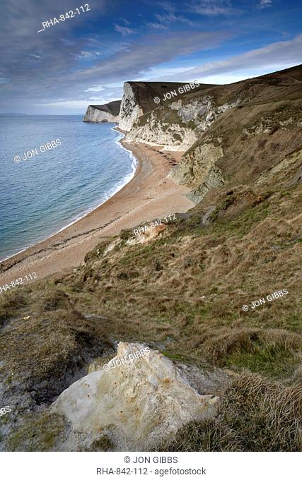 A view of Swyre Head and Bats Head from Durdle Door, Jurassic Coast, UNESCO World Heritage Site, Dorset, England, United Kingdom, Europe