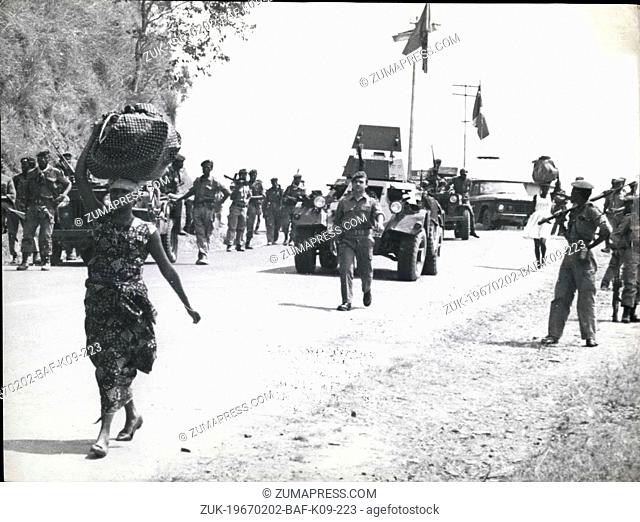Feb. 02, 1967 - Congo White ------- and Katangan gendarmes patrolling the Outskirts of the twin of Bunkkavu, Guarding it from possible attack by the soldiers of...