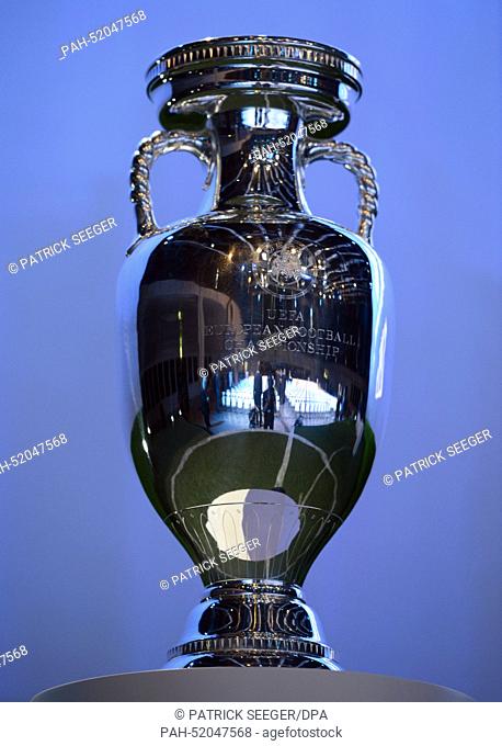 UEFA European Championship trophy is seen ahead of the UEFA Euro 2020 Hosts Announcement Ceremony at the Espace Hippomene in Geneva, Switzerland