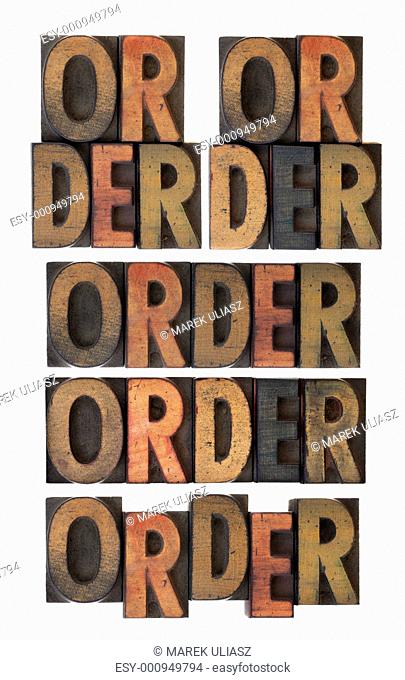 order word in vintage wood type