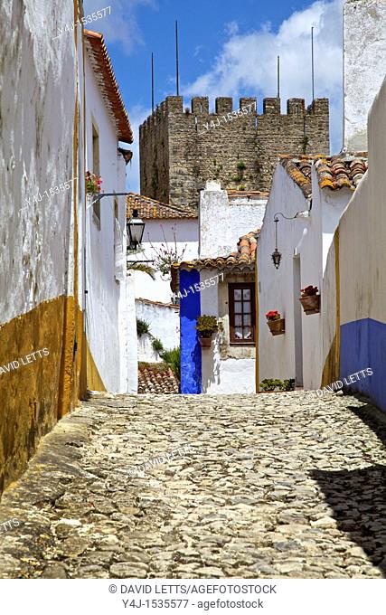 Medieval Cobblestone Street of the Medieval Town of Obidos
