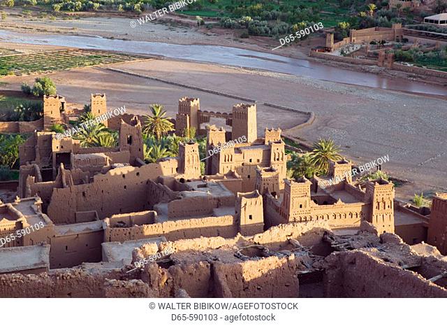 Kasbah in the Late Afternoon. High View. Ait Benhaddou. South of the High Atlas. Morocco