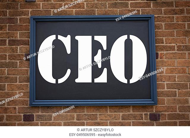 Conceptual hand writing text caption inspiration showing announcement CEO. Business concept for Operating Leader Business Executive President written on frame...