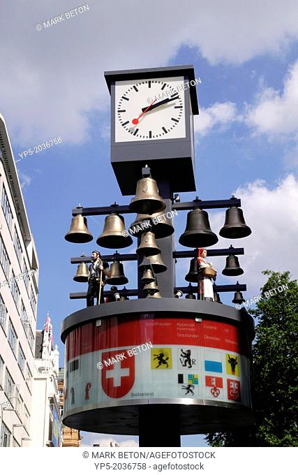 Swiss Glockenspiel clock Leicester Square London