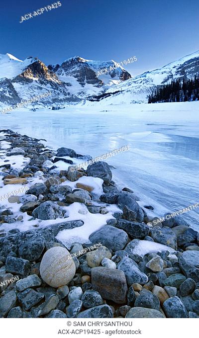 Mount Athabasca and Mount Andromeda and Sunwapta River at Columbia Icefields, Jasper National Park, Alberta, Canada