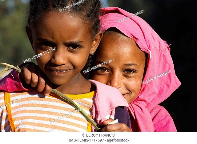 Ethiopia, Amhara region, Debark, little girls portrait