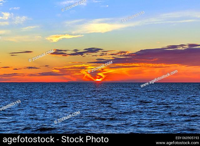 Sunset on Ladoga lake in summer, Russia