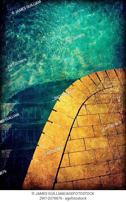 Swimming pool edge detail, textured image