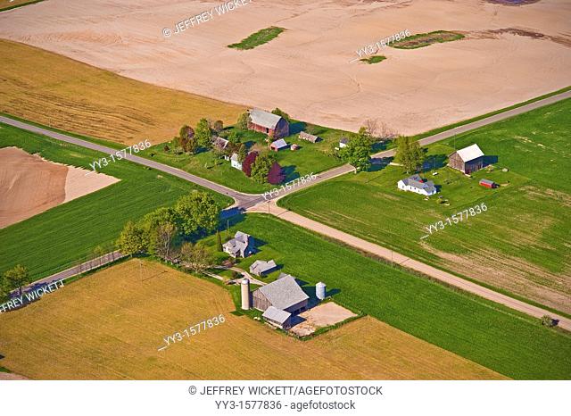 Aerial view of dairy farm in Michigan, USA