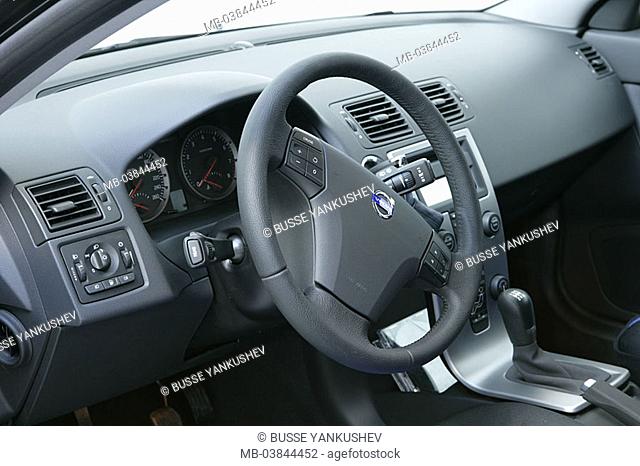 Car, Volvo, V50, interior, steering wheel, armatures, detail, no property release, vehicle, automobiles, private car, passenger-cell, driver-side, dashboard, ad