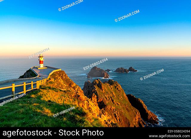 the Cabo Ortegal lighthouse on the coast of Galicia at sunrise