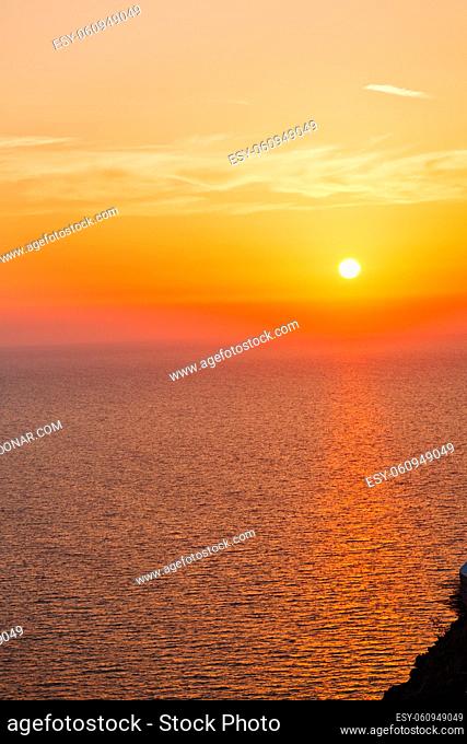 in  santorini  greece sunset and  the sky  mediterranean red sea