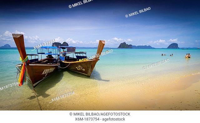 Boats on the beach  Ko Ngai island  Trang islands  Krabi province, Thailand
