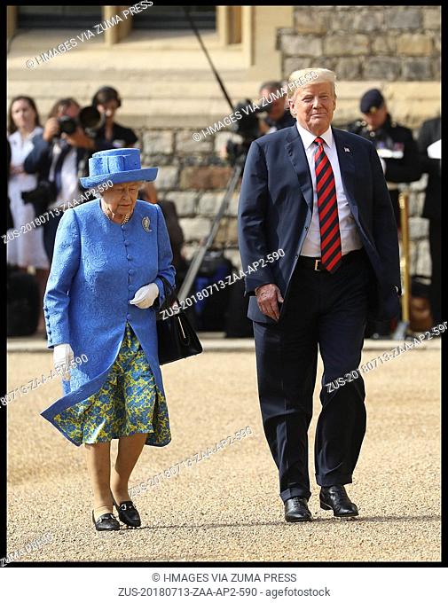 July 13, 2018 - Windsor, Windsor, United Kingdom - Donald Trump meets with HM The Queen. Queen Elizabeth II greets President of the United States