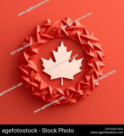 Maple Leaf Symphony 3D Paper Cut Craft Illustration Celebrating Canada Day. For print, web design, UI, poster and other