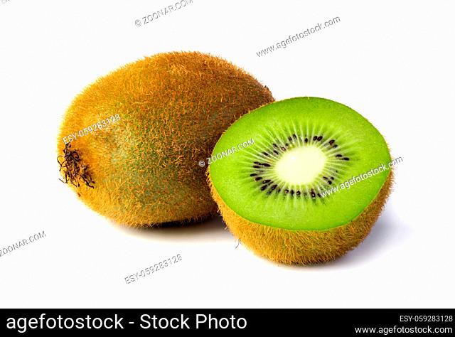 Ripe kiwi fruit isolated on white background
