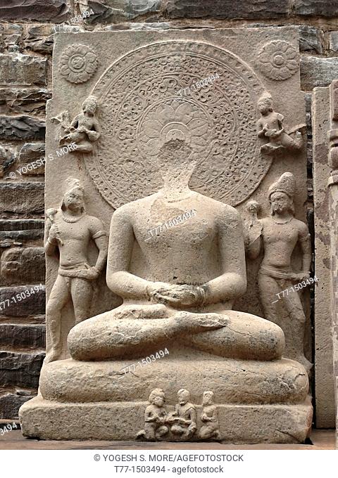 Ruined sculpture at Uttari Toran Dwar, North gate, Stupa No  One, Sanchi, Madhya pradesh, India