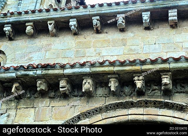 The Romanesque Collegiate church of San Pedro, 12th century. Cervatos town, Cantabria province, Spain