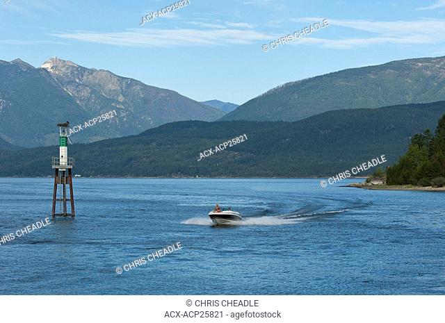 Boat on Kootenay Lake, British Columbia, Canada
