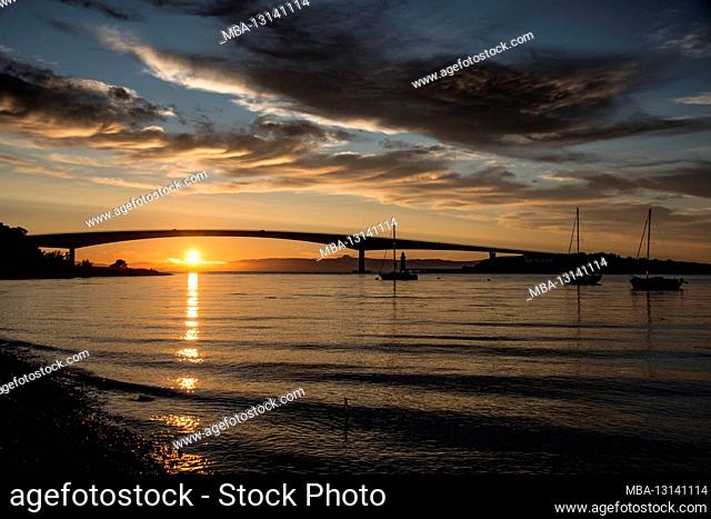 Sunset at the Kyle of Lochalsh Arch Bridge, Scotland