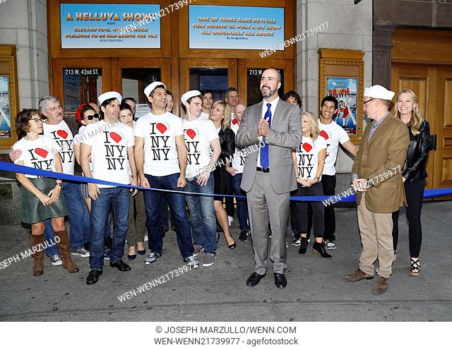 Ribbon cutting ceremony at the Lyric Theatre with the cast of Broadway's 'On The Town' Featuring: Jackie Hoffman, Michael Rupert, Clyde Alves, Tony Yazbeck