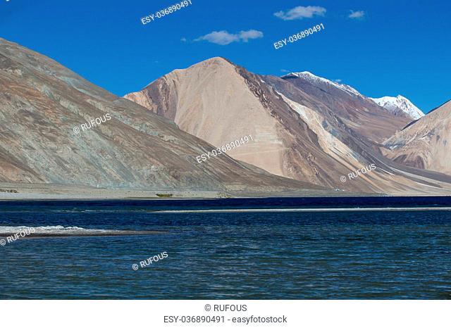 Pangong Lake, is an endorheic lake in the Himalayas situated at a height of about 4, 350 m (14, 270 ft)
