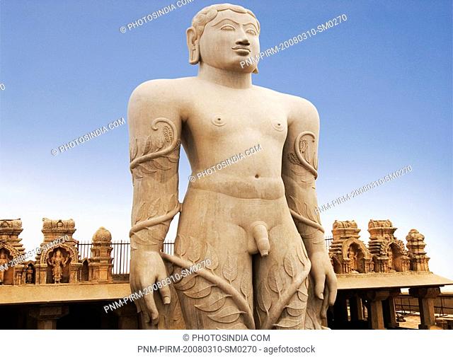 Low angle view of a statue, Gomateshwara, Shravanabelagola, Hassan District, Karnataka, India